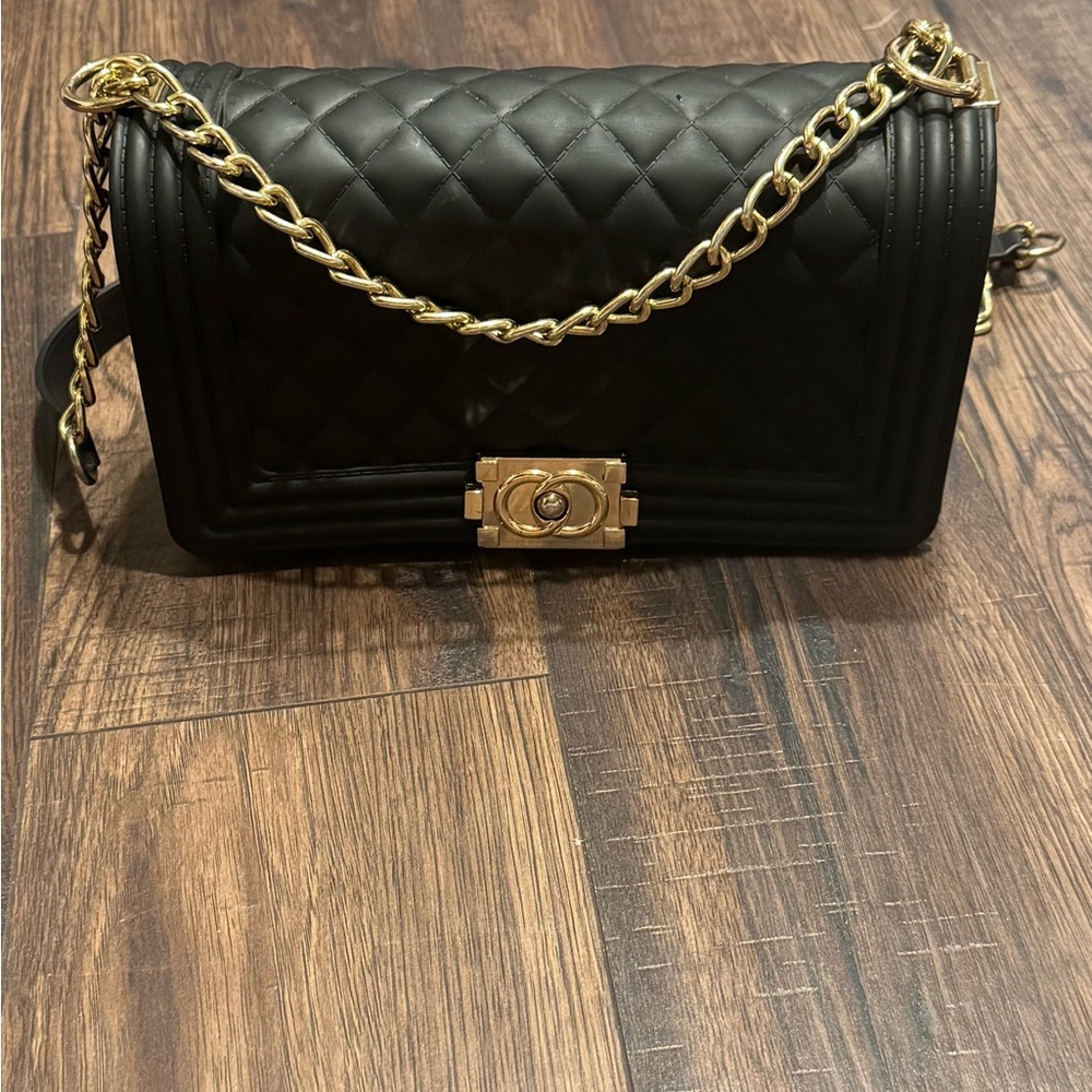 Black Jelly Quilted Chain Bag